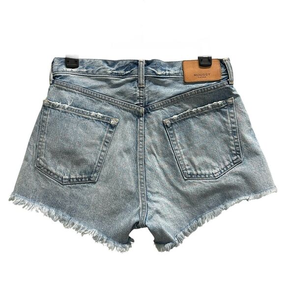 Moussy Vintage Womens 26 High Rise Denim Shorts Blue Frayed Hem Button Fly Denim - Picture 8 of 8